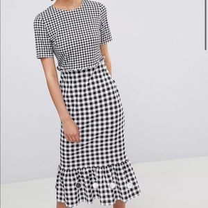 ASOS Contrast Check midi dress size XS